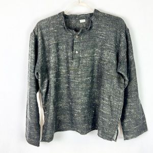 🖤Black Blended Fabric Boho Style Loose Cotton Hippie Peasant Blouse Shirt Top